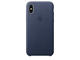 Калъфи Apple iPhone X Leather Case, в тъмносиньо
