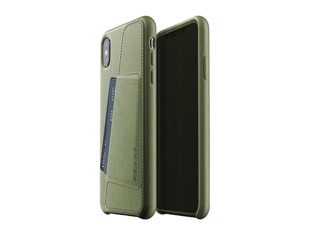 Калъфи Mujjo Leather Wallet - кожен кейс за iPhone Xs Max, тъмнозелен