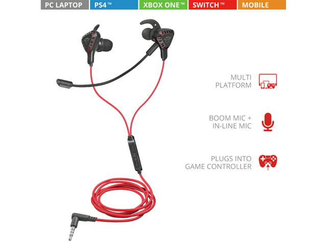 Слушалки TRUST GXT 408 Cobra Multiplatform Gaming Earphones
