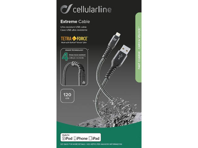 Кабели и Адаптери Cellular line Tetra force за Apple, Lightning, 120см