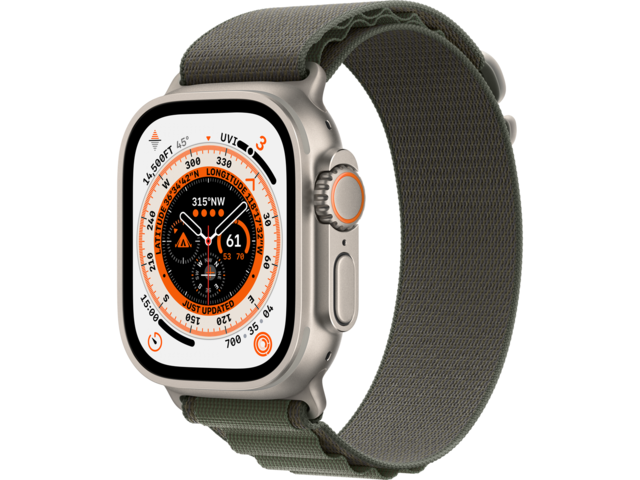 Смарт часовници Apple Watch Ultra Cellular 49mm Titanium Case with Green Alpine Loop - Large