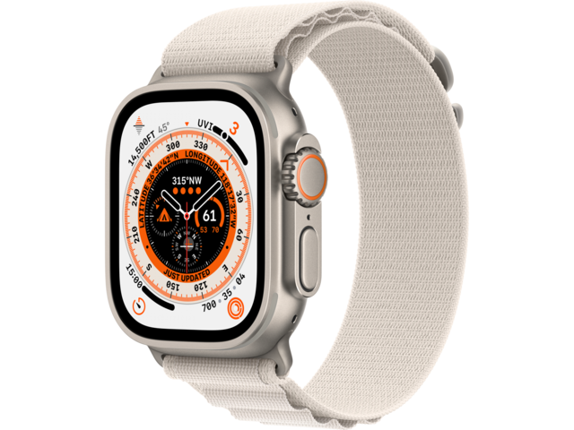 Смарт часовници Apple Watch Ultra Cellular 49mm Titanium Case with Starlight Alpine Loop - Medium