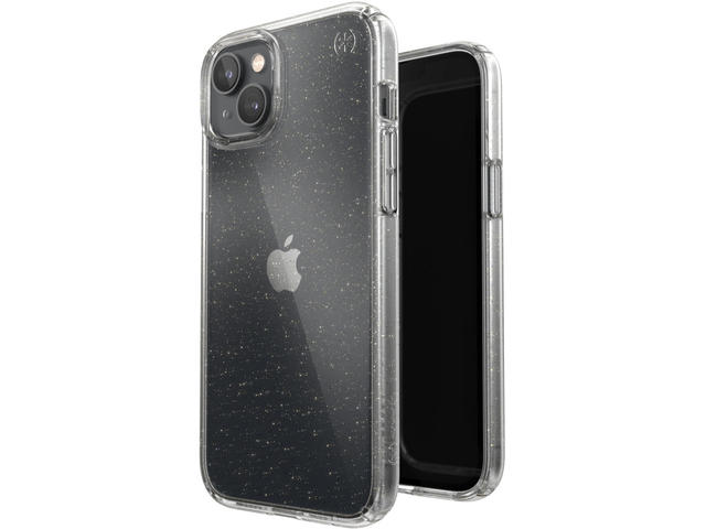 Калъфи Speck iPhone 14 Plus, Presidio Perfect Clear Glitter (Clear/Clear w/Gold Giitter)