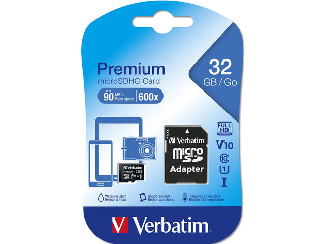 Карти памет Verbatim Premium 32GB U1 MicroSDXC Card