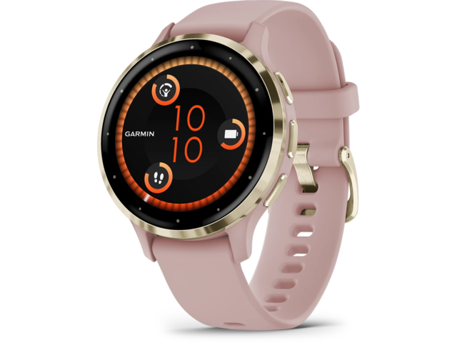 Смарт часовници Garmin Venu 3S Soft Gold безел с Dust Rose корпус и силиконова каишка
