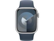 Смарт часовници Apple Watch S9 GPS 41mm Silver Alu Case w Storm Blue Sport Band - S/M
