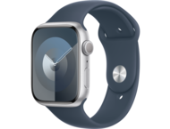 Смарт часовници Apple Watch S9 GPS 45mm Silver Alu Case w Storm Blue Sport Band - M/L
