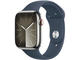 Смарт часовници Apple Watch S9 Cellular 41mm Silver Stainless Steel Case w Storm Blue Sport Band - S/M