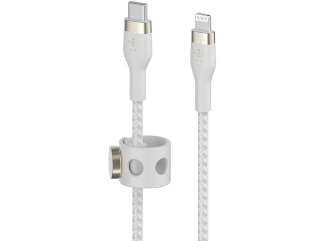 Кабели и Адаптери Belkin BoostCharge Pro Flex USB-C кабел с Lightning конектор, 2 метра, бял