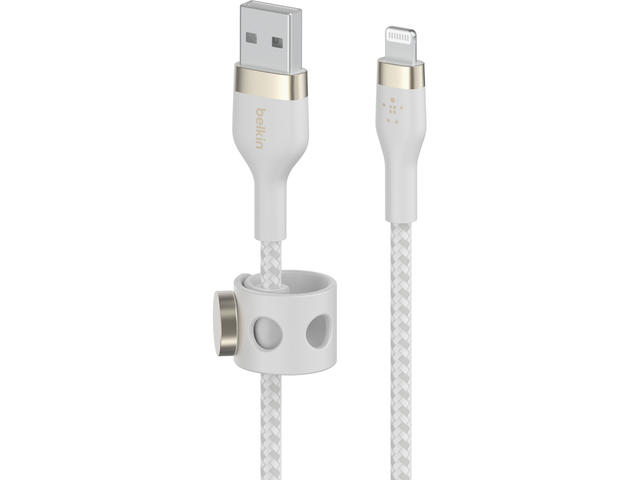 Кабели и Адаптери Belkin BoostCharge Pro Flex USB-A кабел с Lightning конектор, 3 метра, бял