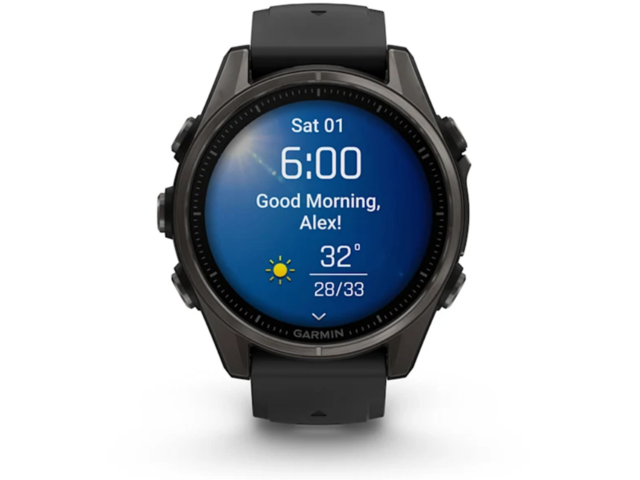 Смарт часовници Garmin fēnix® 8 - 43 мм, Sapphire - Carbon Gray DLC Titanium с Black/Pebble Gray силиконова каишка
