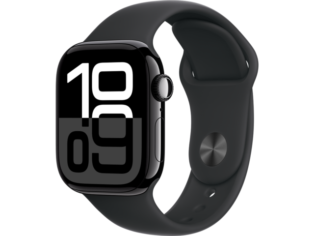 Смарт часовници Apple Watch S10 GPS + Cellular 42mm Jet Black Alu Case with Black Sport Band - S/M