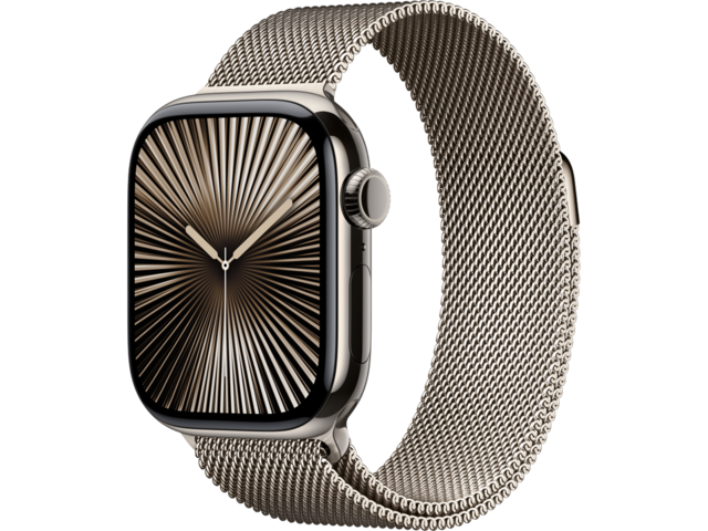 Смарт часовници Apple Watch Series 10 GPS + Cellular 42mm Natural Titanium Case with Natural Milanese Loop