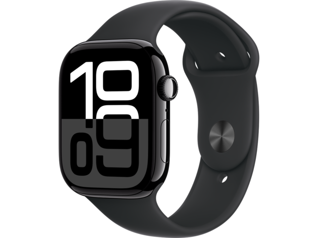 Смарт часовници Apple Watch S10 GPS + Cellular 46mm Jet Black Alu Case with Black Sport Band - S/M