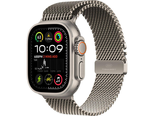 Смарт часовници Apple Watch Ultra2 (2024) GPS + Cellular 49mm Natural Titanium Case with Natural Titanium Milanese Loop - L