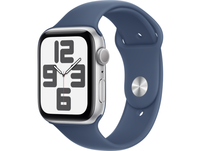 Смарт часовници Apple Watch SE2 (2024) GPS 44mm Silver Alu Case with Denim Sport Band - S/M