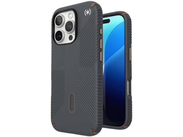 Калъфи Speck Presidio2 Grip, за iPhone 16 Pro, MagSafe + ClickLock, Charcoal Grey