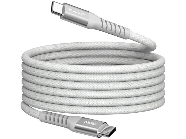 Кабели и Адаптери Verbatim Sync & Charge USB-C to USB-C 60W Magnetic 120 cm - Grey