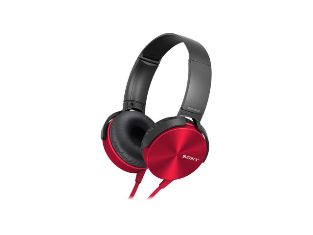 Слушалки Sony MDR-XB450AP, в червено