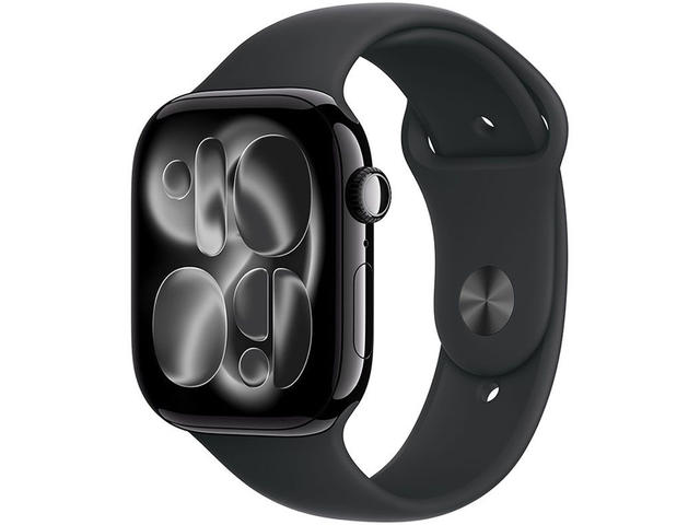 Смарт часовници Apple Watch S11 GPS + Cellular 42mm Jet Black Aluminium Case with Black Sport Band - M/L