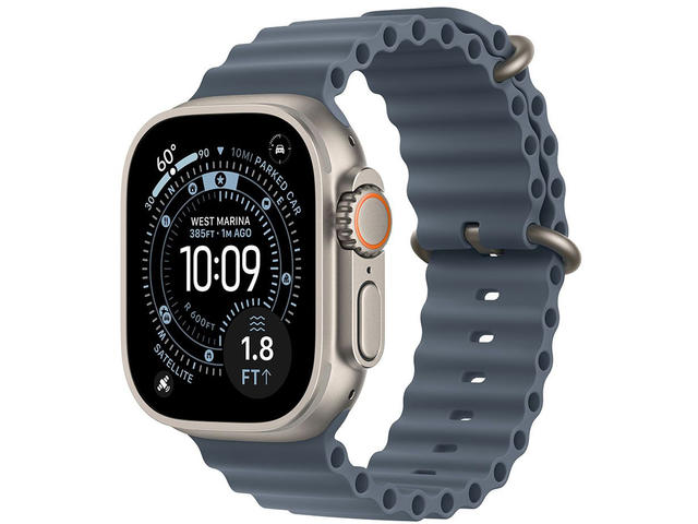 Смарт часовници Apple Watch Ultra 3 Cellular 49mm Natural Titanium Case with Anchor Blue Ocean Band
