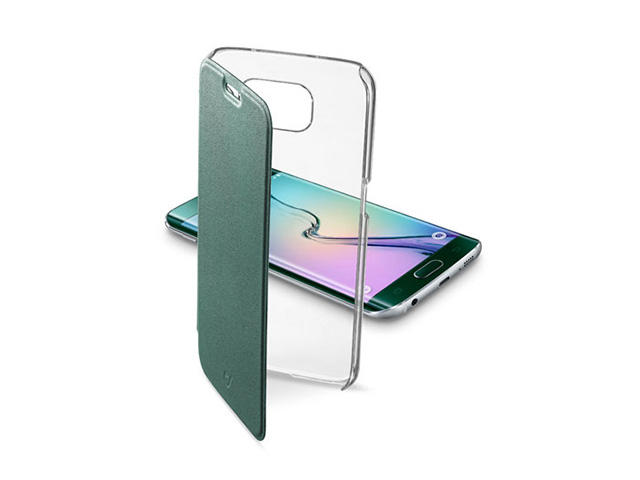 Калъфи Cellular line ClearBook за Samsung Galaxy S6 Edge, прозрачен-зелен